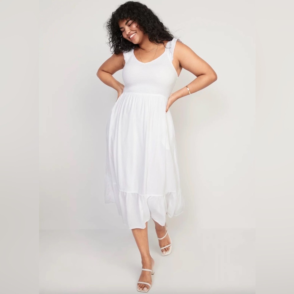 🌹White Sleeveless Midi Dress - Classic Summer Sundress